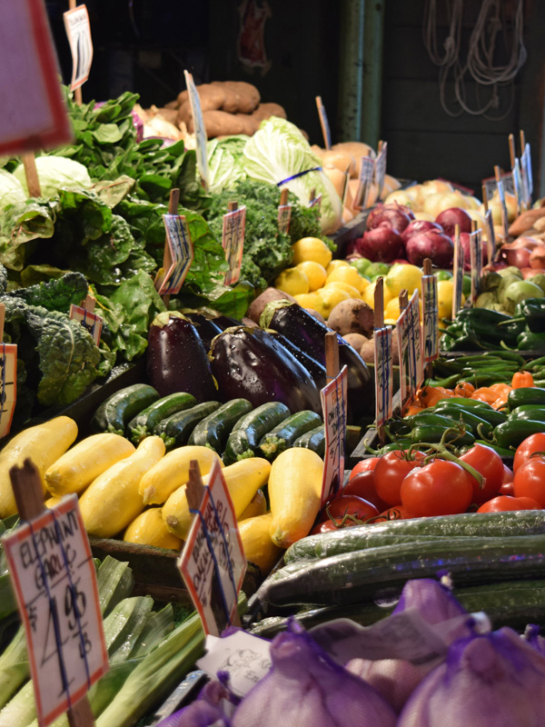 fresh vegetables market display